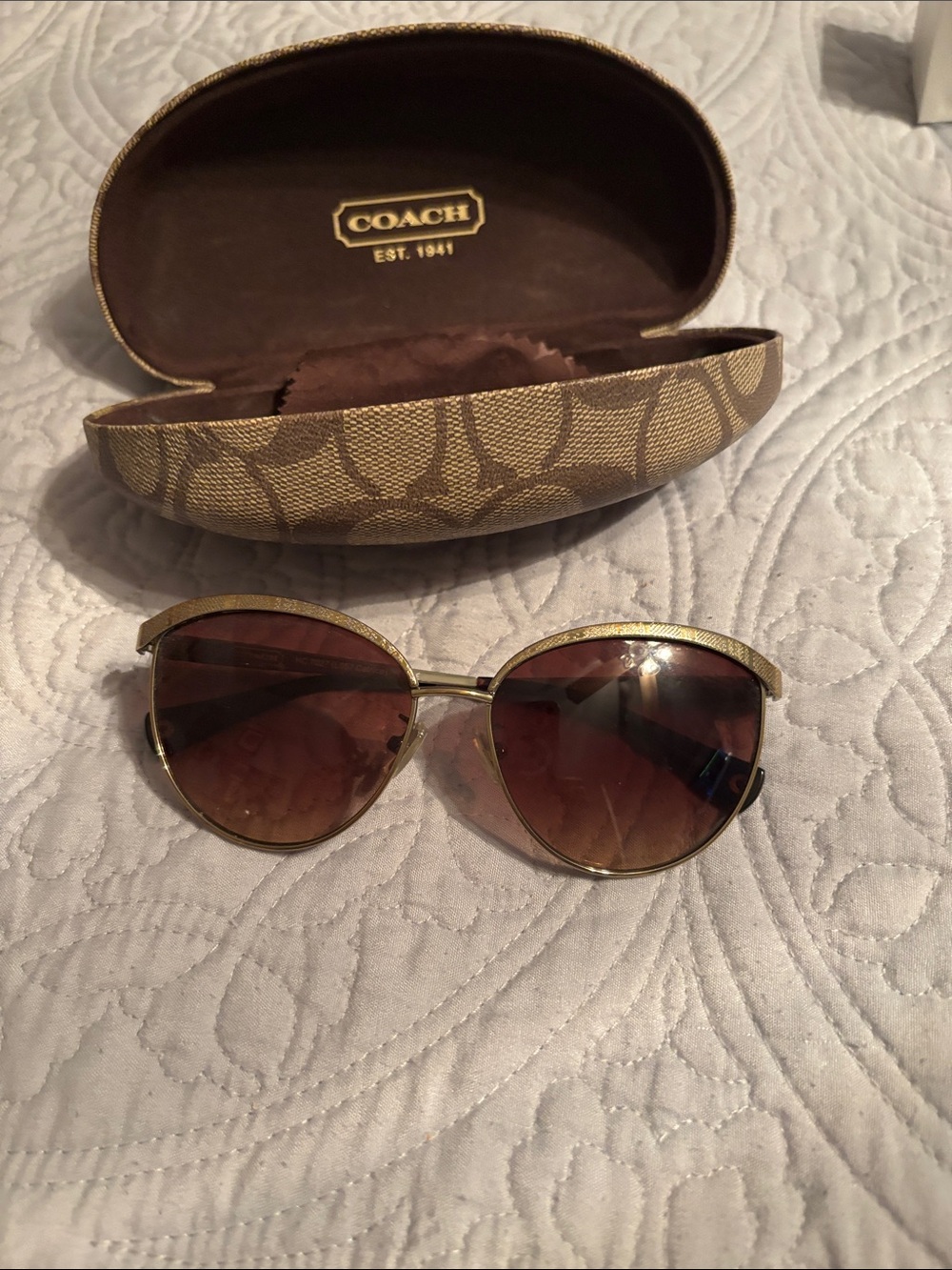Coach Gold-Tone Frame Brown Gradient Lens Women’s Sunglasses
